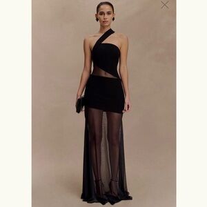 Meshki Vashti Black One-Shoulder Maxi Dress